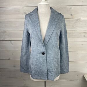 DREW Womens Blue Chambray Linen Blazer Jacket Size Small - NWT $262
